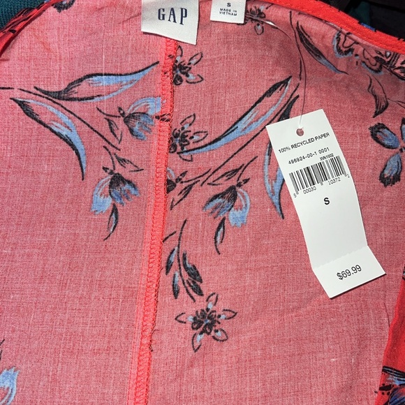 NWT Gap floral red coral wrap dress - Picture 3 of 4